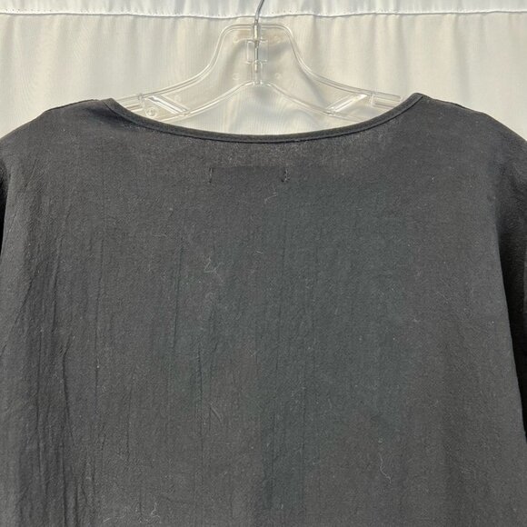 Misslook Womens Shift Dress Solid Black V Neck Long Sleeve Rounded Hemline L - Picture 6 of 11